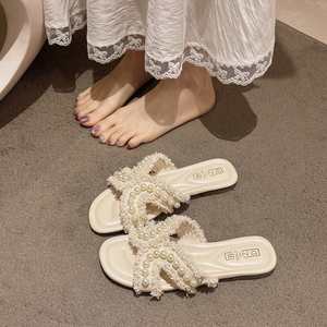 Sandalias Planas de Playa para Mujer, Estilo Hada, Inspiradas en la Moda Francesa, con Perlas, Novedad 2026 - Product Image 3