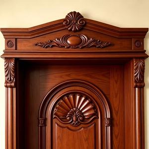 Puertas de Madera Compuesta Lacada <span class=keywords><strong>Caoba</strong></span> con Tallado Europeo para Dormitorio, Hotel, Apartamento, Villa, Impermeable - Product Image 5