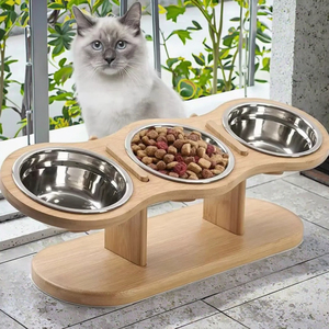 Adjustable 3-in-1 Wooden Pet Feeder <strong>Stand</strong> Slanted Cat <strong>Bowl</strong> <strong>Stand</strong> and Floor-standing <strong>Dog</strong> Dining Table Elevated Cat <strong>Bowl</strong> - Product Image 4