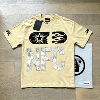 T-shirts graphiques en coton tricoté audacieux avec imprimé lettres, style vintage, respirants, coupe ample, streetwear pour hommes audacieux