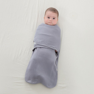 Couverture d'emmaillotage confortable et facile pour bébé nouveau-né, utilisation printemps, automne, hiver, en <span class=keywords><strong>coton</strong></span> mousseline doux et respirant, emmaillotage pour bébé - Product Image 1