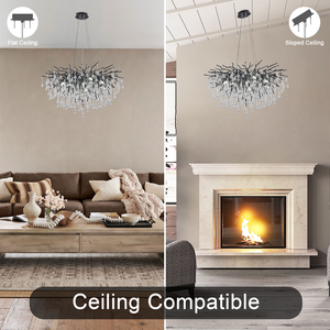 Lustre moderne en cristal Hullxine, lustres LED ronds avec hauteur réglable pour chambre à coucher, éclairage en forme de <span class=keywords><strong>branches</strong></span> d'arbre noires - Product Image 4