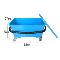 EcoClean Serpillère à raclette professionnelle robuste 25L personnalisée pour vitres, seau rectangulaire mobile avec roues et grille pour le nettoyage de l'eau