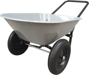 2 Wheel Wheelbarrow 330 Pounds Capacity Yard Cart With Padded Handlebar 14 Inch Pneumatic Tires For High Stability