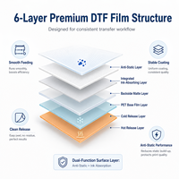Film DTF A4 A3 PET à pelage à chaud et à froid, transfert thermique double face, forte lavabilité pour imprimante DTF, impression de t-shirts, logo personnalisé