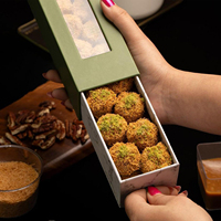Boîtes en papier de luxe pour desserts, dattes, chocolats, bonbons, gâteaux, cadeaux, avec fenêtre transparente et tiroir rigide coulissant, pour emballage alimentaire et distribution