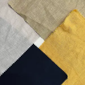 Soft Touching Customized Color Pure 100% Linen Fabric Plain Flax Dyed Woven Fabric For Linen Clothing