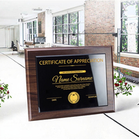Plaque de récompense personnalisable en bois avec licence d'autorisation d'entreprise en cristal pour la reconnaissance des réalisations