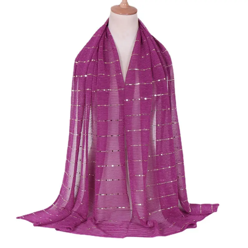 Hochwertige atmungsaktive Mode Islamische Dubai Muslim Cotton Frauen Schimmer Schal Pailletten Glitter Stones Hijab Schal