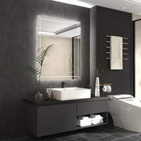 Miroir de salle de bain rectangulaire à LED avec interrupteur tactile réglable, design moderne élégant, montage mural, 3 couleurs de lumière