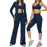 3127 Ensemble de sport et de yoga respirant à jambes larges pour la course en extérieur et le fitness, grande taille