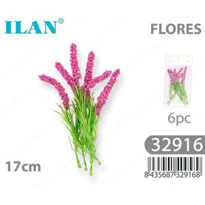Fiori Artificiali ILAN 17cm 6 Pezzi Rosa Bouquet Decorativo - Product Image 1