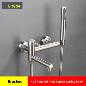 Ensemble <span class=keywords><strong>de</strong></span> robinetterie <span class=keywords><strong>de</strong></span> douche dorée NES-CA06, <span class=keywords><strong>mitigeur</strong></span> en laiton massif avec douchette haute pression pour baignoire - Product Image 2