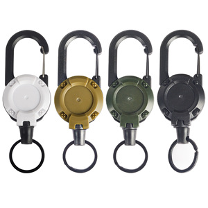 Retractable Heavy Duty Pull Reel Carabiner Strong Steel Wire Rope Buckle Spring Key <b>Ring</b> Outdoor Sporty Keychain Tool - Product Image 1