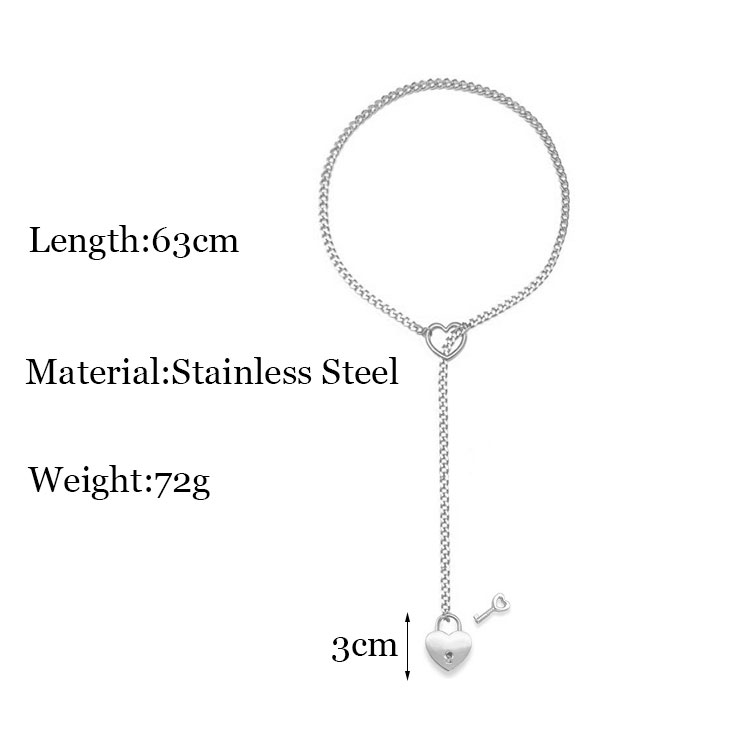 Gioco di ruolo Collana a catena antiscivolo da donna Cuore O-Ring Rock Cubano Cosplay Collana lunga Nucleo di blocco regolabile a forma di cuore con chiave  200000532