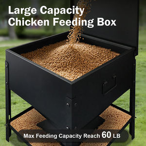 JH-Mech metallo alimentatore di pollo con coperchio e maniglia resistente alle intemperie 60LB alta qualità acciaio zincato alimentatori per polli - Product Image 2