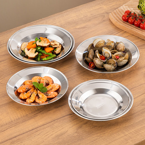 Plato Redondo de Acero Inoxidable 304 de 18 cm, Plato de Servicio Comercial para Restaurante, para Comida, Hotel, Café, Té, Color Sólido - Product Image 1