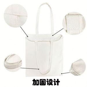Reusable <b>Canvas</b> Tote Bag with Letter Pattern Customizable Size & Color Long Handle Open Top Custom Logo - Product Image 3