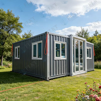FLKT Maison conteneur moderne préfabriquée à double aile extensible, installation facile, villa portable, chambre ignifuge et résistante aux intempéries