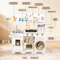 Ensemble de jouets de cuisine en bois Letop pour enfants de 2 à 7 ans, unisexe, avec sons et lumières, simulation de cuisinière électronique, four à micro-ondes, évier