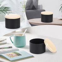 Vente en gros pot vide sans couture de 4oz boîtes à bougies de couleur noire mate de 8oz avec couvercle