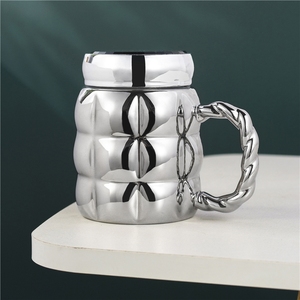 Mug à café en céramique personnalisé par sublimation, style nordique, avec couvercle miroir scellé, design créatif et luxueux - Product Image 1
