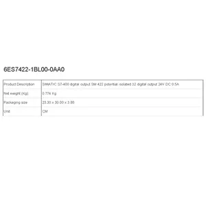 Brand New 6ES7422-1BL00-0AA0 | PLC MODULE | NEW ORIGINAL | GERMANY | S7-400 digital output SM 422 potential isolated 32 digital