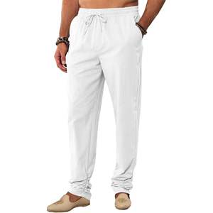 2025 pantalon caftan en coton pour hommes avec taille élastique cordon été Yoga Kurta pantalon avec poches et design décontracté - Product Image 2