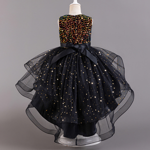 Robe de soirée princesse de mariage à nœud mignon et traîne à paillettes pour filles - Product Image 3