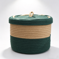 Panier de rangement élégant en corde de coton avec couvercle pour tous les articles – Organisateur polyvalent de qualité supérieure pour l'organisation de la maison