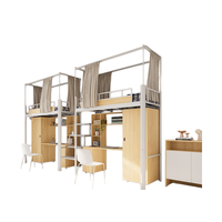 Lit superposé pour étudiants en dortoir scolaire, structure métallique, taille complète, bureau multifonctionnel en dessous, y compris des escaliers, meubles de chambre