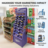 Présentoirs de supermarché en carton pour supports de présentation POP pour aliments, noix, biscuits, chips, bonbons et snacks