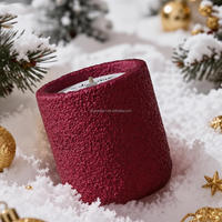 Pot à bougie vide en béton rouge texturé, fait main, pour cadeaux de mariage et décoration de table de Noël