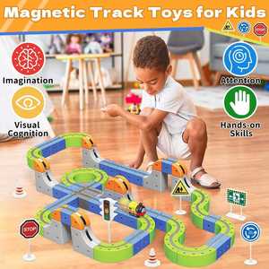 Juguetes de Pistas Magnéticas para Autos, Conjuntos de Pistas Flexibles para Autos de Carreras para Niños Pequeños, Juguetes de Trenes, Conjuntos de Pistas de Trenes Magnéticos Eléctricos - Product Image 3