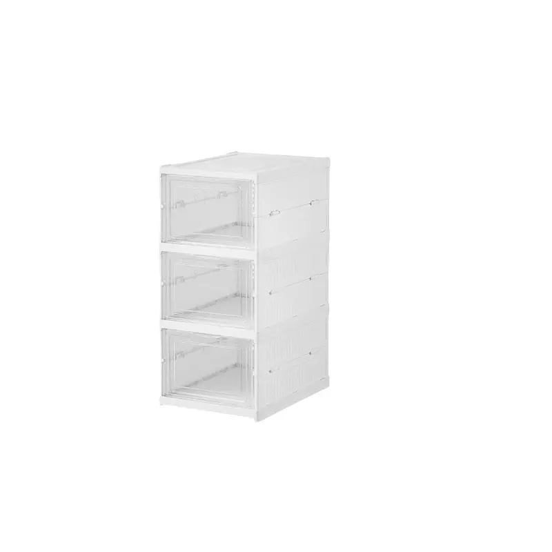 Free Installation Plastic Sneaker Cabinet Bins Foldable Shoe Storage Boxes Stackable Sturdy Clear Shoe Box