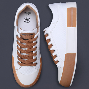 Chaussures de skate décontractées vulcanisées légères, souples et respirantes en toile blanche à lacets pour hommes, qualité supérieure, directement de l'usine - Product Image 3