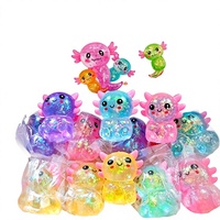 Jouet Squishy Axolotl en Maltose Pailletée, Mignon et Amusant, Anti-stress, Salamandre à Rebond Lent, Balles Anti-stress, Jouets Fidgets