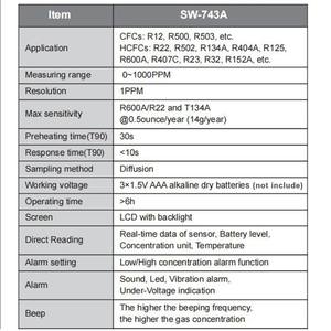 נדווי SW-743A גלאי הלוגן מקרר מזגן קירור גלאי גז נפיץ גלאי cfcs גלאי גז הלוגן - Product Image 5