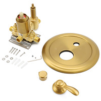 Kit de garniture de robinet de douche à 2 voies en or brossé, en acier inoxydable, avec équilibrage de pression, dissimulé, 2 sorties, jet de pluie, moderne