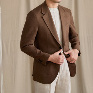 Blazer in <span class=keywords><strong>Lino</strong></span> 100% Stile Italiano per <span class=keywords><strong>Uomo</strong></span>, <span class=keywords><strong>Giacca</strong></span> Estiva Leggera con Mezza Fodera Traspirante e Chiusura Monopetto - Product Image 4