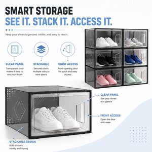 Kotak Sepatu <span class=keywords><strong>PVC</strong></span> Transparan yang Dapat Ditumpuk, Organizer dengan Rangka PP, Kotak Penyimpanan untuk Lemari, Pintu Masuk, dan Display Lemari Sepatu - Product Image 2