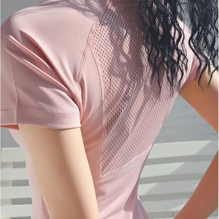 Yoga Top New Back Mesh Fitness Short Sleeve Women Outdoor Running Breathable Quick Dry Sports Short Sleeve T-shirt Women