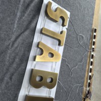 Lettres rétroéclairées en laiton antique brossé, vintage, durables et professionnelles, signalétique d'identification personnalisée