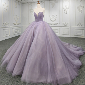 7523-1 Robe de soirée élégante de style princesse, sans manches, avec paillettes, couleur violette - Product Image 4