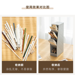 Multifunctional Desktop Storage Box With Four Compartments Slanted Pen Holder Plastic Organizer For Office Desk Use - Product Image 5