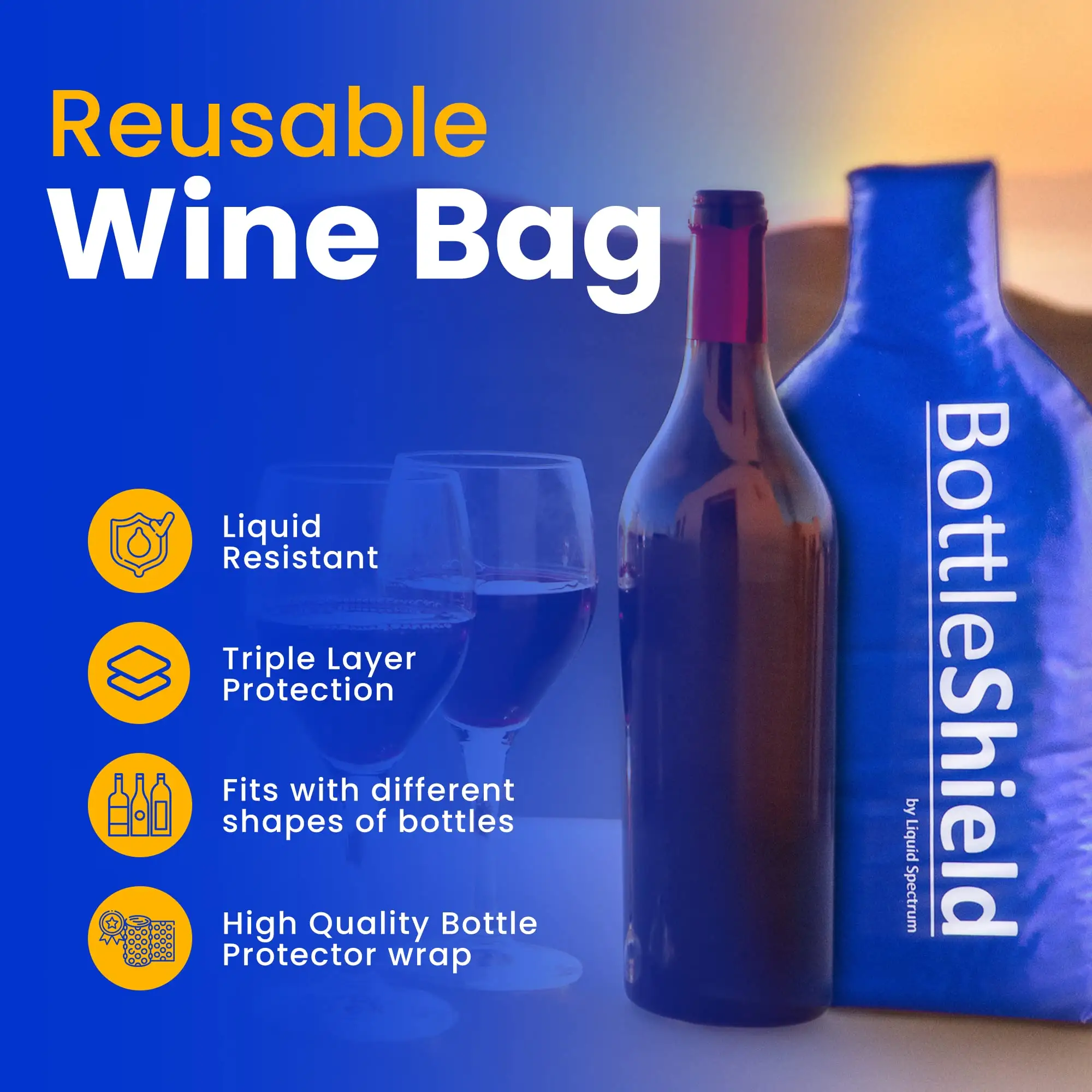 Reusable Wine Protector Travel Bag Bottle Shield Bubble Cushioning Wrap Suit Unbreakable Bottle Sleeve Leak Proof