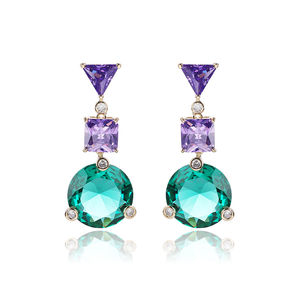 YSearring-1001 xuping de lujo estilo latino americano, joyería mexicana, compromiso de novia, pendientes de tuerca de piedra de color CZ 3A sintética - Product Image 1