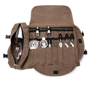 पोर्टेबल बार सेट रोल बैग बारटेंडर किट उपकरण बैग के लिए कॉकटेल किट बड़े क्षमता बारटेंडर यात्रा बैग