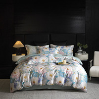 Ensemble de literie ChamXue, housse de couette, drap plat, taies d'oreiller, satin jacquard, ensemble de 4 pièces, style européen haut de gamme, motif floral