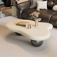 Ensemble de table basse moderne en bois de noyer gris et blanc, grand modèle ovale incurvé, style rustique élégant, design nordique minimaliste unique pour salon